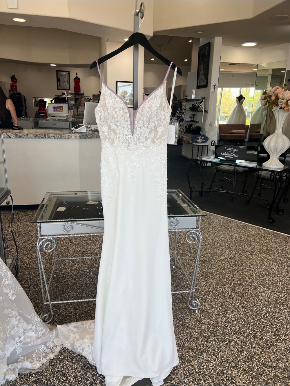 Mori Lee Sheath Wedding Dress with Lace Bodice